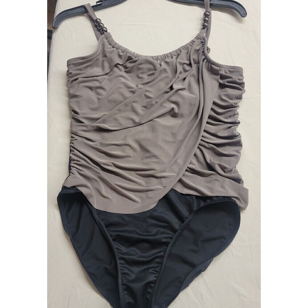 MAGICSUIT Lisa Beaded One Piece Swimsuit Gray Stone Black, Vacation